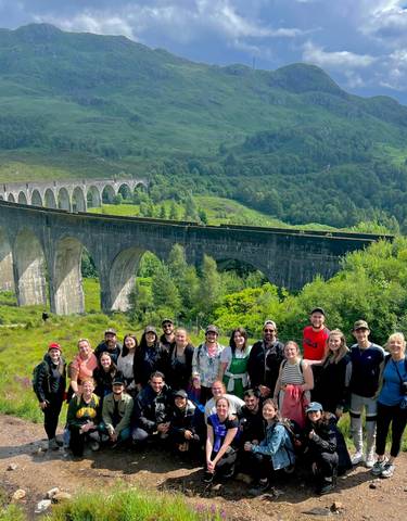 Group photo with Glenfinnan Viaduct in the background.