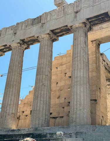 Ancient Greek columns with stairs.