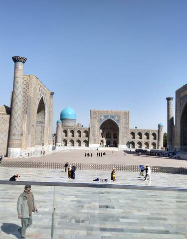 Registan Square with intricate architecture.