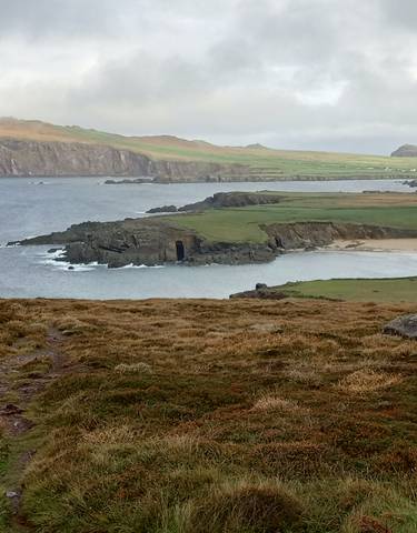 A scenic coastal landscape in Ireland.