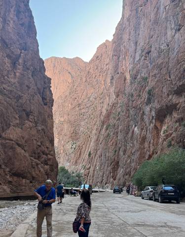 Tall rocky cliffs creating a gorge.
