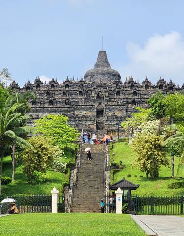 Stairs leading up to Borobudur temple.