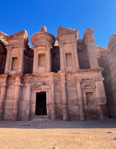 The Monastery at Petra, an ancient structure.