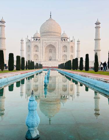 The Taj Mahal with reflection in the front pool.