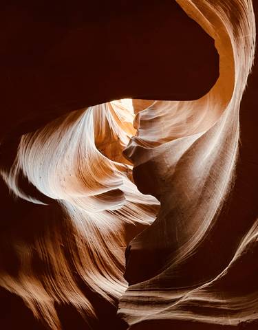 Inside the textured rock formations of Antelope Canyon.