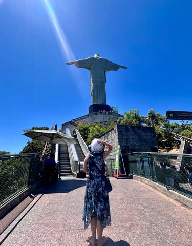 Person approaching the Christ the Redeemer statue.
