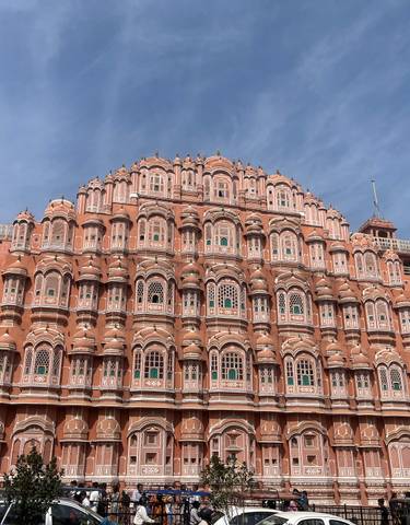 The ornate facade of Hawa Mahal in Jaipur.