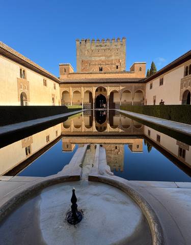 Alhambra reflecting pool and building in Granada.