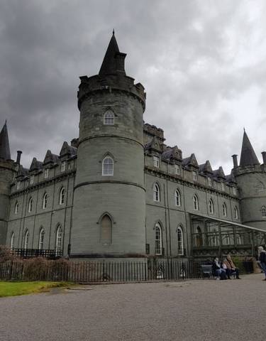 Historic castle with overcast skies.