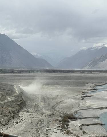 Vast barren valley surrounded by mountains.