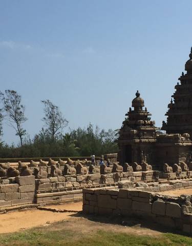 Ancient temple with stone carvings.