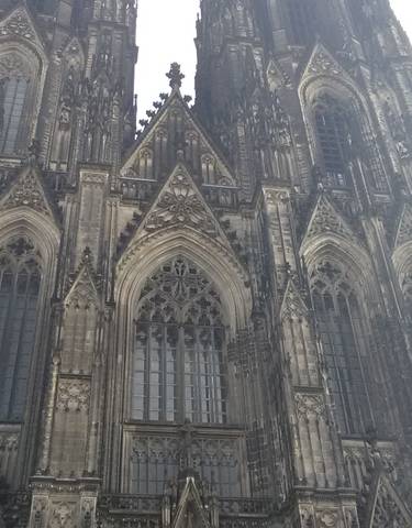 Gothic cathedral facade with intricate details.