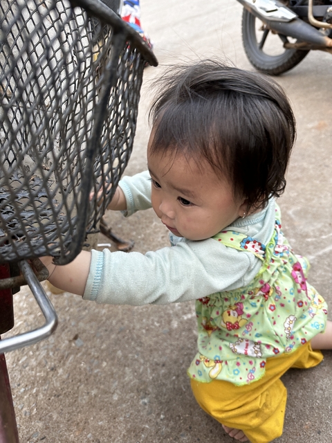 Close-up of a young child playing.