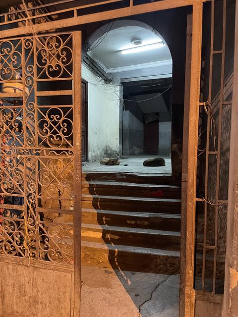 Building interior with stairs.