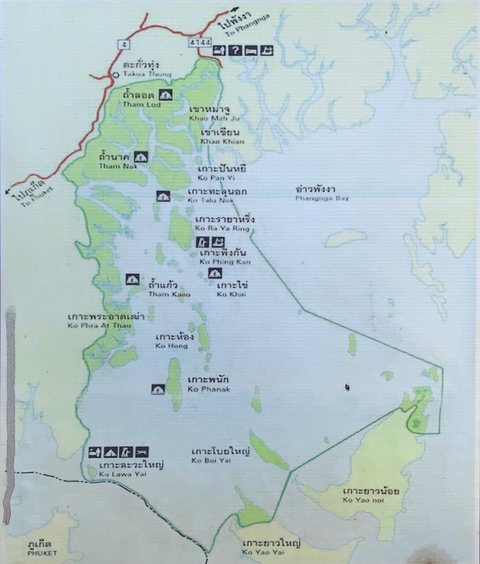 Map of islands with marked locations and names.