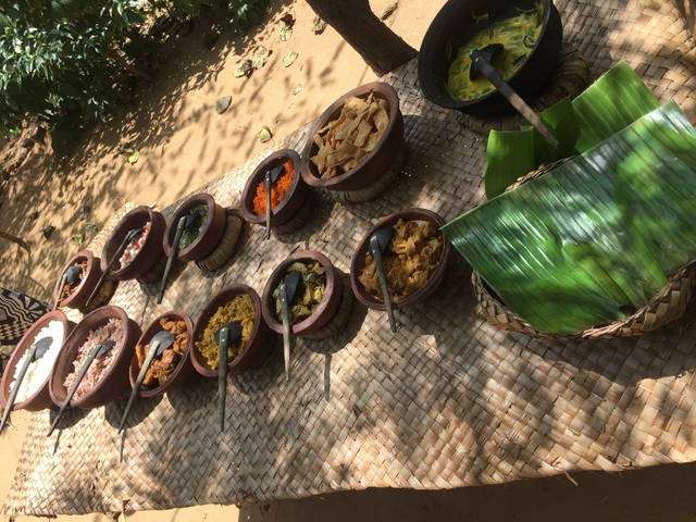 Assortment of local food displayed in bowls.