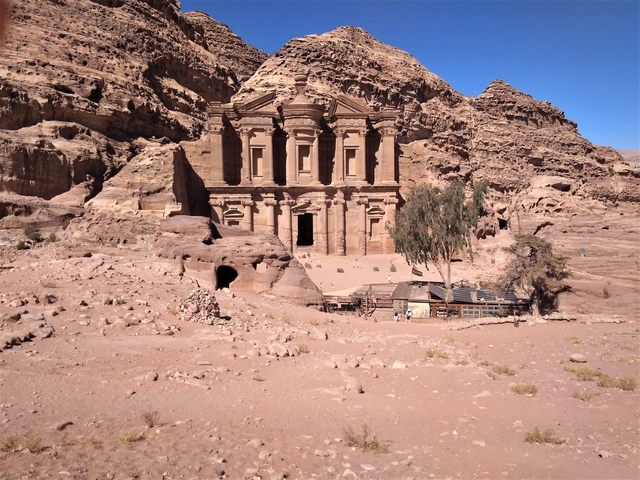 Monastery at Petra with clear skies