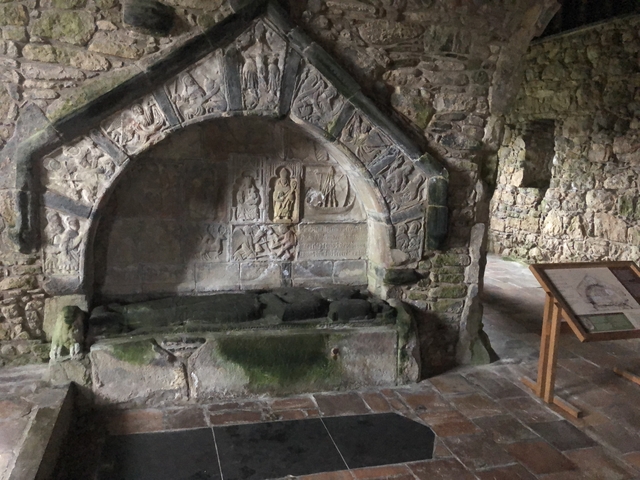 Stone carvings inside a historical building