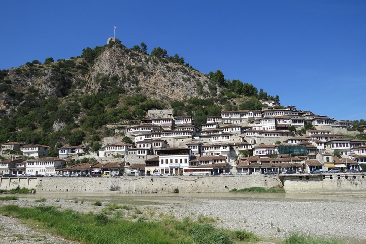Berat houses on a hillside.