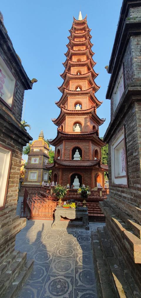 Interior of a temple with ornate architecture.