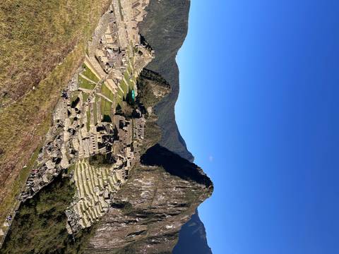 View of Machu Picchu citadel and surrounding mountains