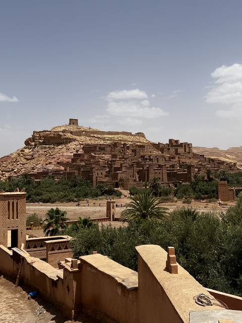 A view of a historic fortified village.