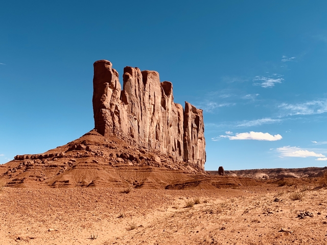 Large rock formation in the desert.