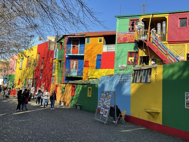 Vibrant and colorful houses in the La Boca district, Buenos Aires.