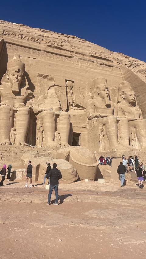 Visitors at the Abu Simbel temple complex.