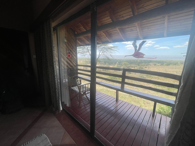 View from an accommodation balcony overlooking the plains.