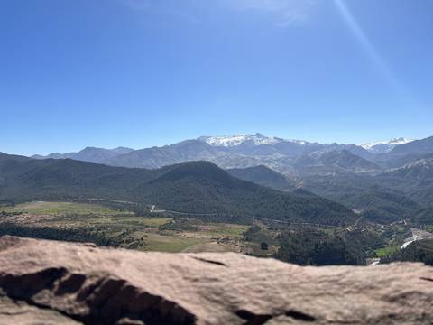 Mountain range with clear blue sky