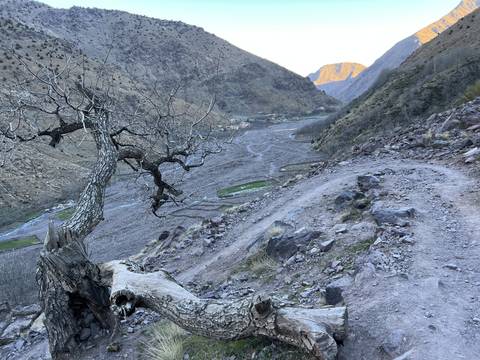 Rocky mountainous terrain with a hiking path