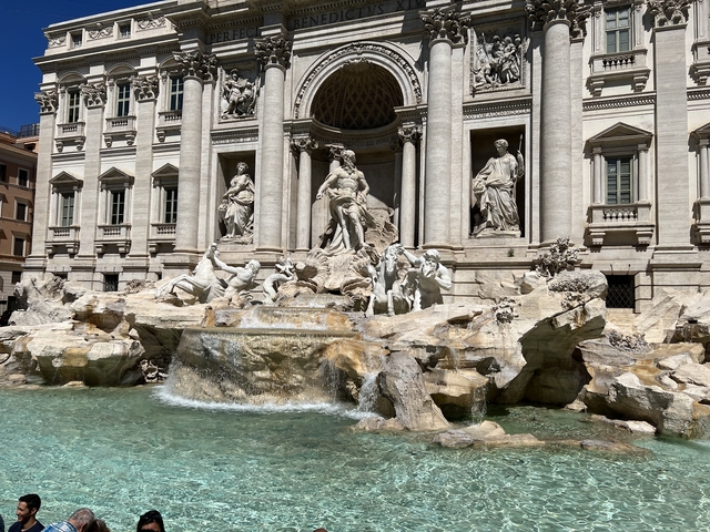 Close-up of Trevi Fountain without tourists.