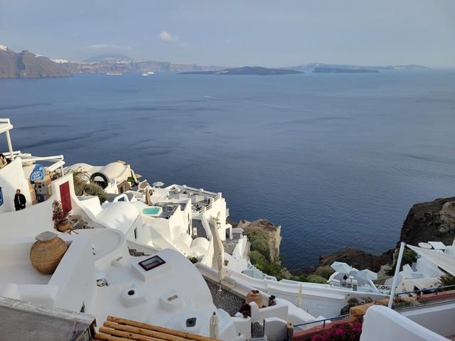 Cliffside view of Santorini with houses