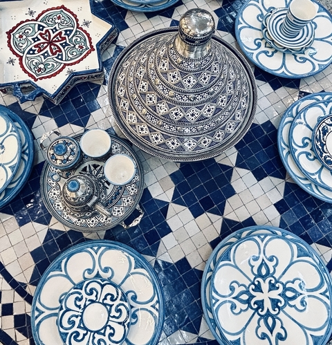 Traditional ceramics with intricate patterns.