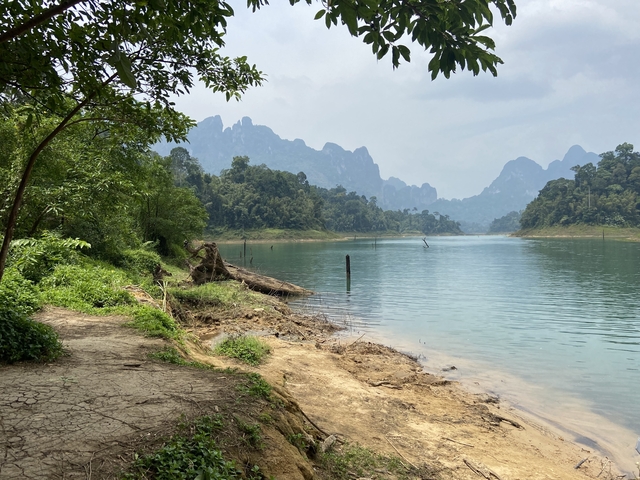 Idyllic lake with mountains in the distance.