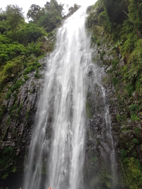 Tall waterfall cascading down a cliff.