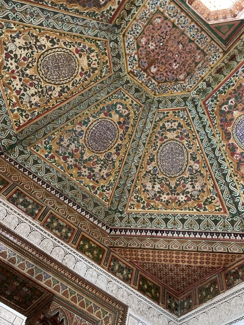 Colorful decorative ceiling with elaborate patterns.