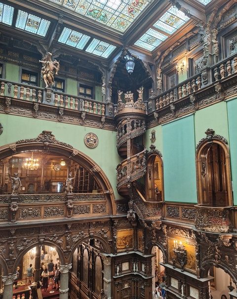 Luxurious and intricately detailed interior of an old mansion.