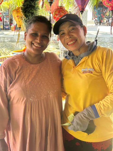Upside-down image of people posing together.