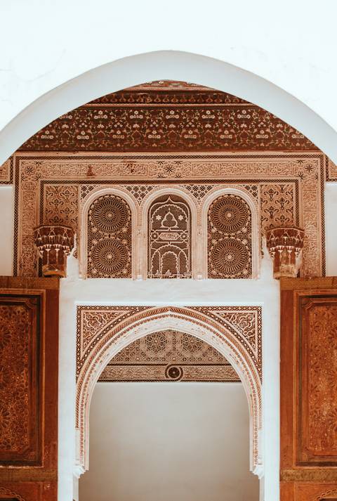 Ornate architectural details inside a building.