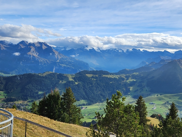 Panoramic view of the Swiss Alps.