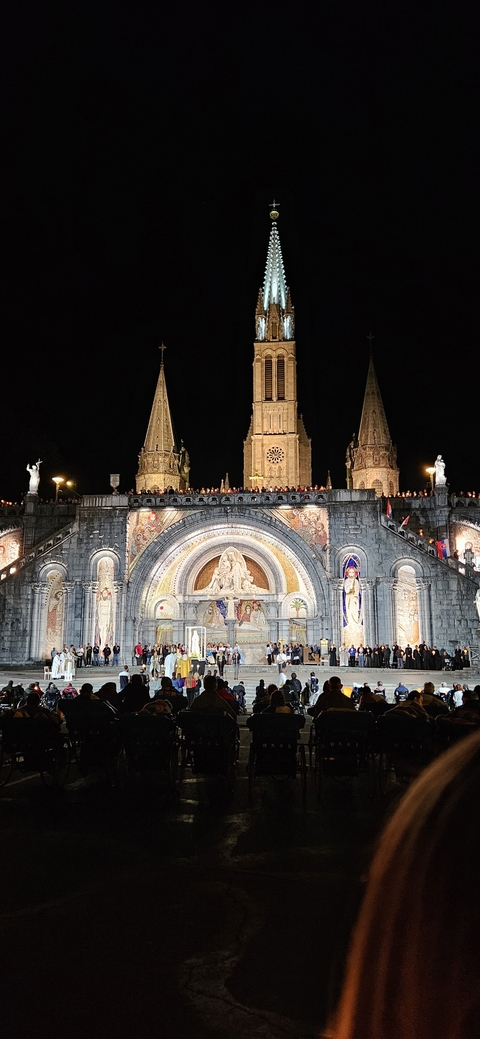 Illuminated Basilica at night
