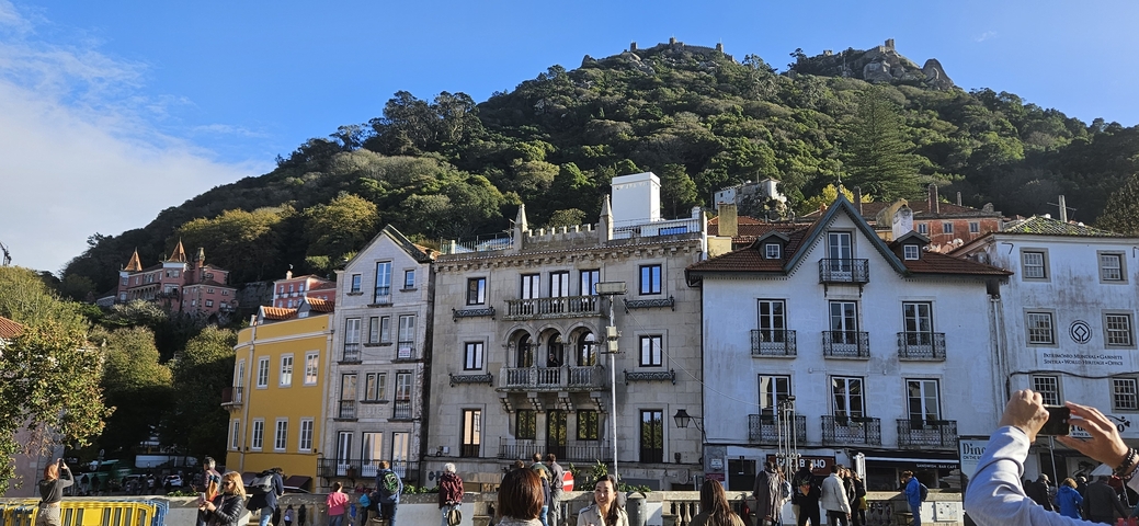 Houses with a castle on the hilltop