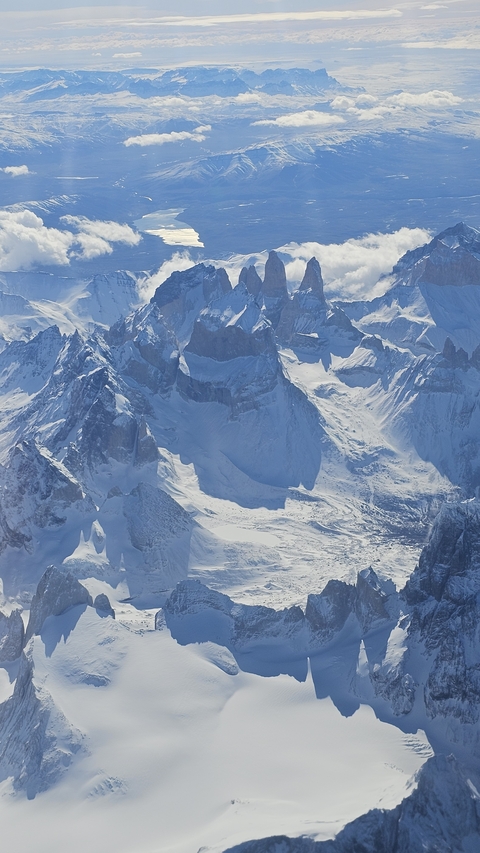 Dramatic snowy mountain peaks