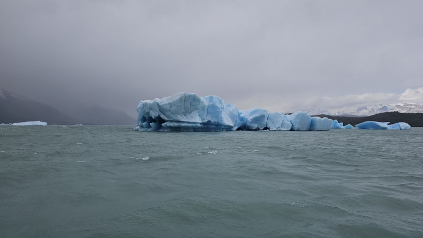 Floating icebergs in a sea