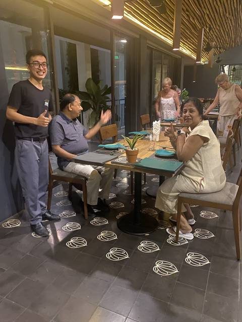 Group dining at a restaurant.