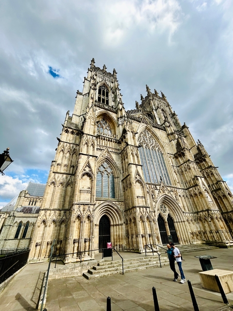 Gothic church facade with detailed stonework.