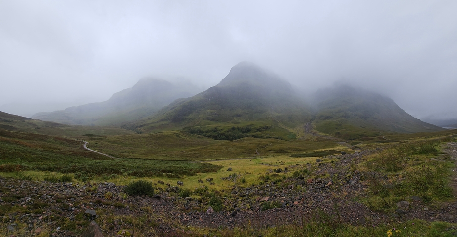 Foggy mountains with green landscapes