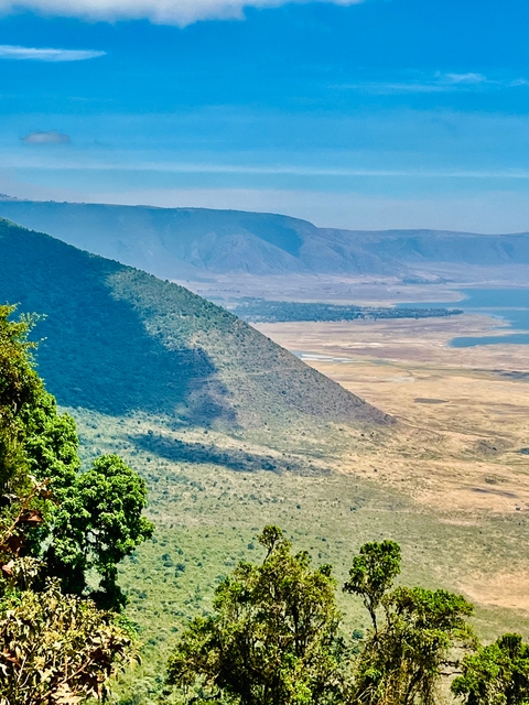 Expansive view of the Ngorongoro Crater.